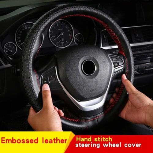 Car Steering Wheel Braid Cover Soft Texture Car Covers With Needles And Thread Artificial Leather Car Styling Covers