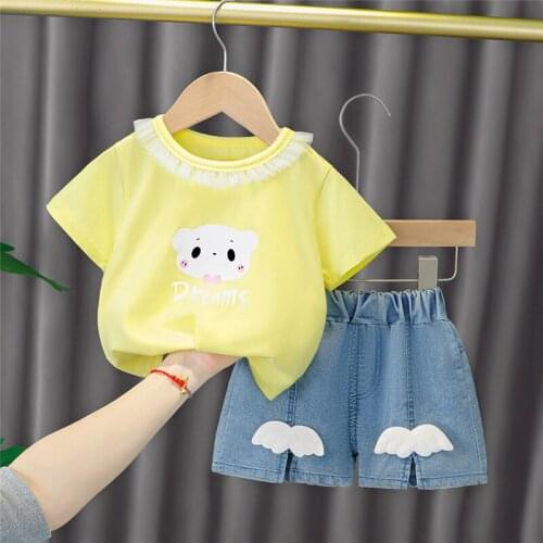 0-5 Years Summer Girl Clothing Set 2021 New Casual Fashion Cartoon Active T-Shirt+ Pant Kid Children Baby Toddler