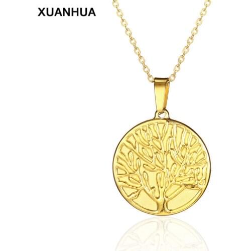 XUANHUA stainless steel coin necklace bohemian womens clothing accessories fashion jewelry best friends pendant chain chocker