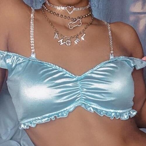 Punk Hollow Heart Bone Letter Pendant Necklace For Women Crystal Hip Hop Charms Y2K Harajuku Choker Necklace 90s Jewelry Gifts