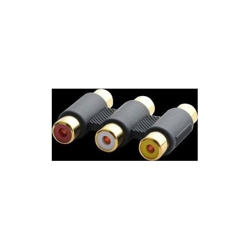 3RCA Female to Female Coupler AV Video Audio Extension Adapter Cable Adapter Connector