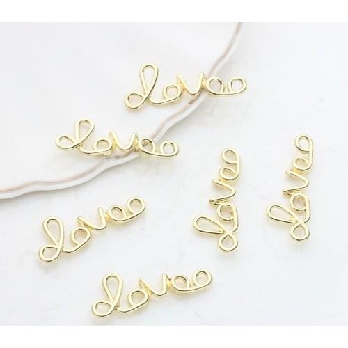Zinc Alloy Charms Golden LOVE Letter Charms Pendant 10pcs/lot For DIY Fashion Earrings Jewelry Making Accessories