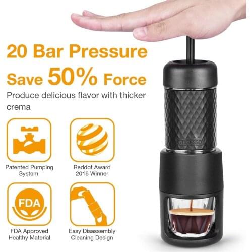 Staresso SP200 Portable Espresso Maker brew coffee capsules machine great for hikers campers travelers and white-collar workers
