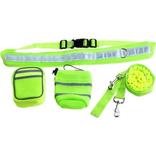 094A Adjustable Hands Free Dog Lead Walk Running Jogging Waist Belt Elastic Leash Bag