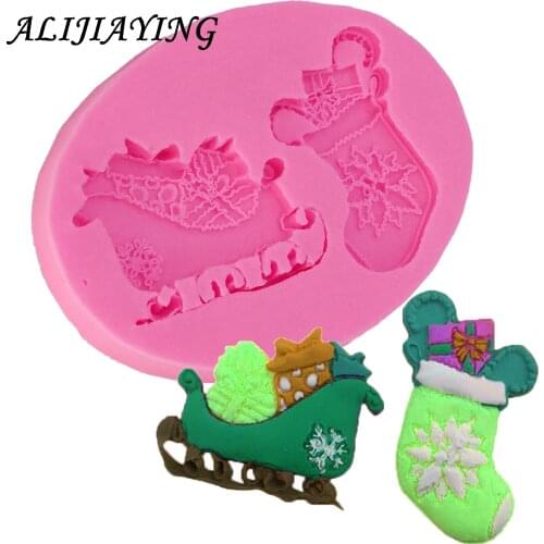 1Pcs Christmas stocking snowflake pattern Silicone Fondant Molds sled Cake Decorating Tools Sugarpaste Craft Bakeware D1272