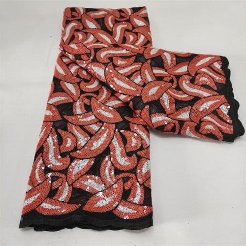 Pink French Sequins Net Lace Fabric 2021 African Tulle Lace Fabric High Quality Nigerian Sequin Lace Embroidered Wedding Fabric