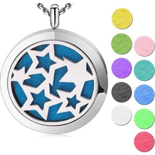 AMYA Silver Jewelry 30mm Aromatherapy Essential Oils Stainless Steel pendant Perfume Diffuser Locket Necklace