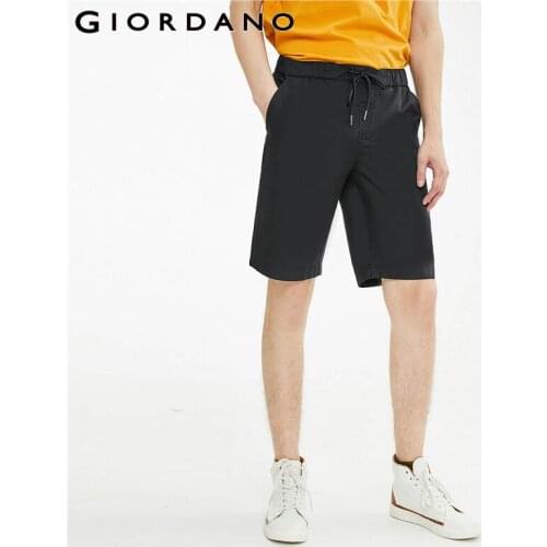 Giordano Men Shorts Lightweight Elastic Waistband Shorts Slamt Pockets At Front Cotton Summer Pants 01101339