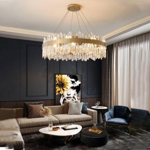 Modern Luxury Crystal Pendant Lights Lustre Lamp Home Bedroom Living Dining Room Decor Led Hanging Light Fixture Indoor Lighting