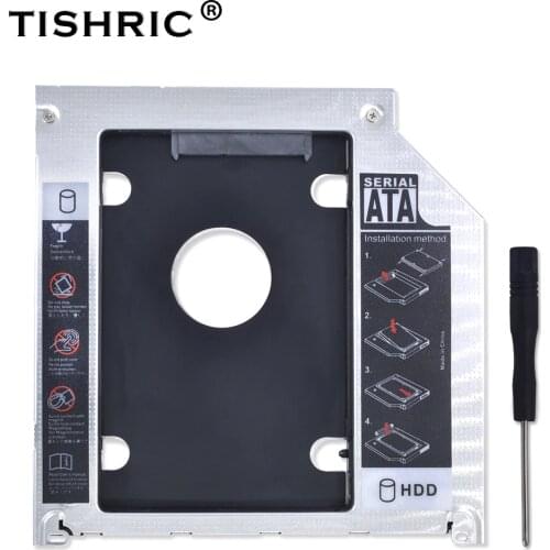 TISHRIC Aluminum 2nd HDD Caddy 9.5mm SATA 3.0 Optibay SSD Case HDD Enclosure for Apple Macbook Pro Air 13" 15" 17" SuperDrive