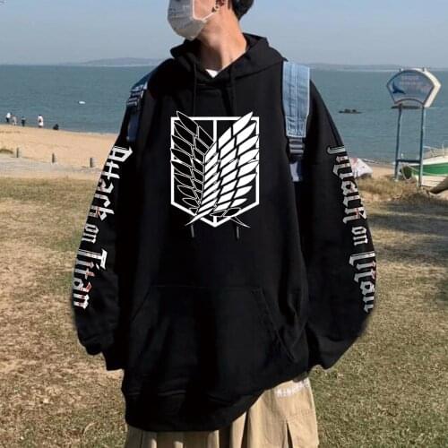 Unisex Hot Japanese Anime Attack on Titan Hoodie Pullovers Tops Long Sleeves Casual