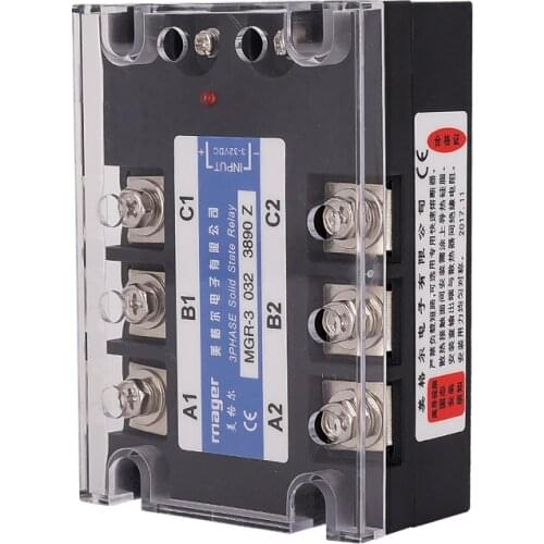 90A three phase Solid state relay SSR DC control AC (MGR-3 032 3890 Z) Solid State Relay 3-32V DC 380V AC With protective covers