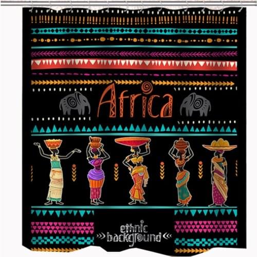African Women Shower Curtain Waterproof Polyester Fabric Bathroom Curtain Shower