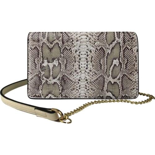 HYCOOL Women Fashion Silver Crossbody Handbags Ladies Luxury Casual Serpentine Print Pu Leather For Ladies One-Shoulder Bags
