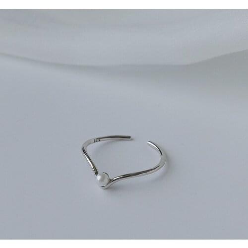 Silver Plated Simple Pearl Ring Fashion Design New Fine Index Finger Ring Korean Womens Finger Accessories Party Jewelry