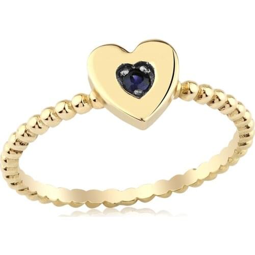 14k Gold Natural Sapphire Heart Pebble Ring PY1091-4