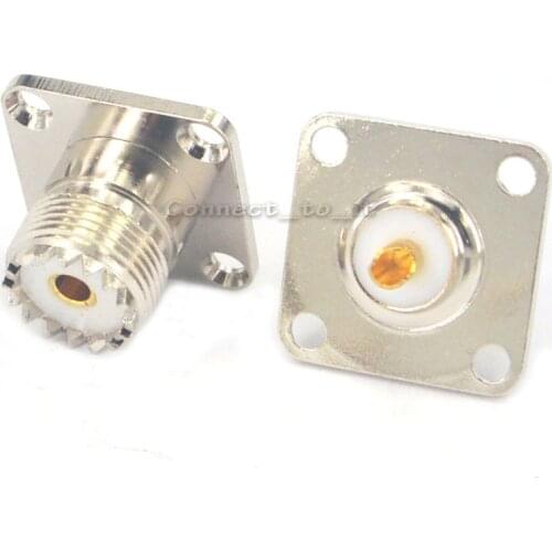 2 Pieces UHF PL259 4 Hole Panel Mount Jack female with solder cup RF Connector