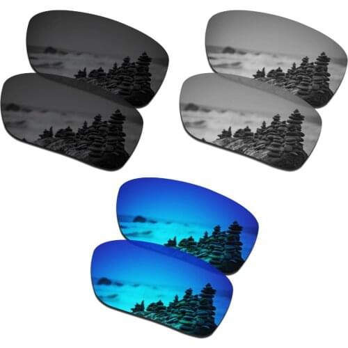 SmartVLT 3 Pairs Polarized Sunglasses Replacement Lenses for Oakley Si Ballistic Det Cord Black and Silver Titanium and Ice Blue