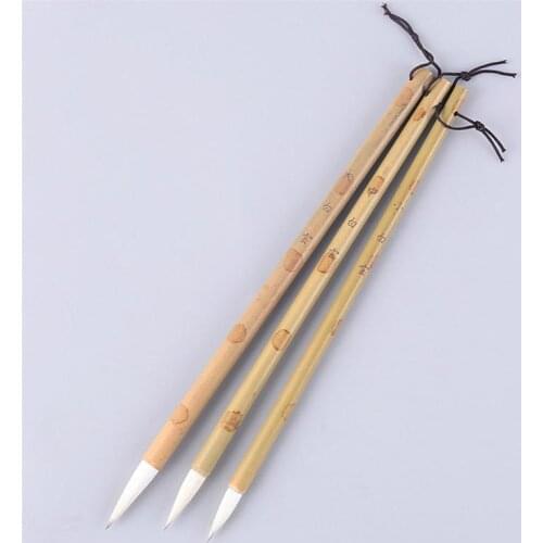 3 Pcs Professional Elastic Hair Chinese Caligraphy Kanji Japanese Sumi Drawing Brush for Writing Practice (Beige, Size S M L)