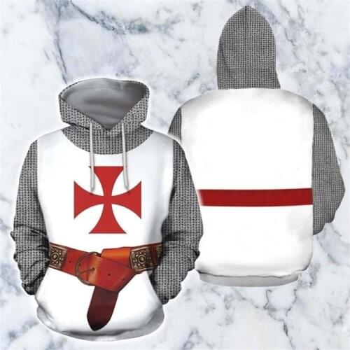 3D All Over Printed armor Knights Templar Hoodie Harajuku Fashion Hooded Sweatshirt Cosplay costume Autumn Unisex hoodies SJ-222