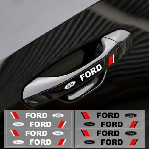 4Pcs Car Door Handle Sticker Rear View Mirror Sticker Wheel Stickers with Logo for Ford Focus 1 2 3 EcoSport Auto Accessories