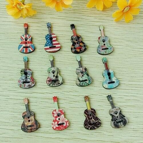 50pcs Guitar buttons 2 holes mix flatback sewing Decorative scrapbooking for Craft Scrapbook Accessories
