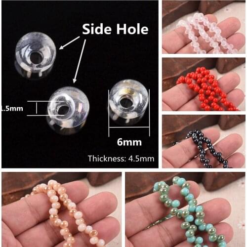 6mm Round Asymmetric Hole Crystal & Opaque Glass Loose Spacer Beads Lot For Jewelry Making DIY Crafts