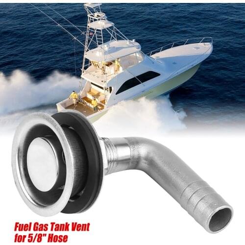 90°Stainless Steel Marine Boat Flush Mount Fuel Gas Tank Vent For 5/8" Hose​ Silver