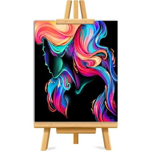 Abstract Rainbow Hair painting by numbers with frame crafts for adults decorative canvas acrylic paint pictures on the wall