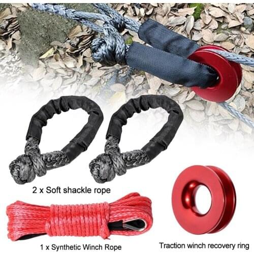 Car Synthetic Soft Shackle Trailer Pull Rope Winch Line Cable Rope Snatch Recovery Ring For ATV UTV SUV