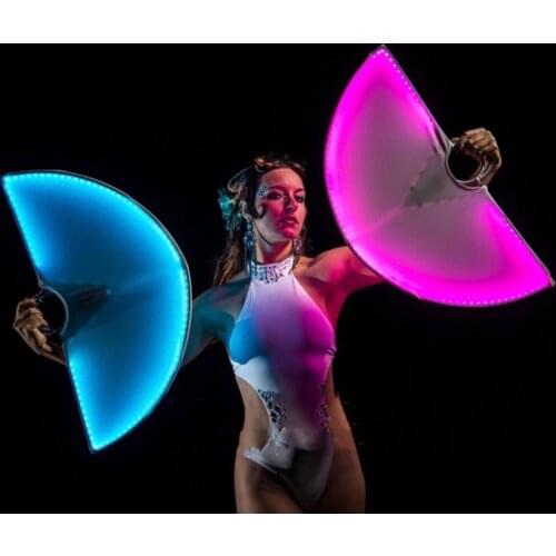 FREE shipping Led light fan Stage dance show party nightclub Chinese style Holding fans