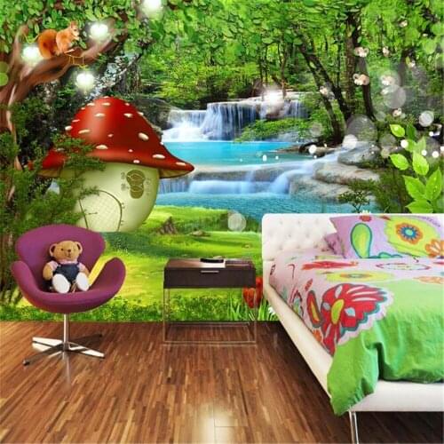 Milofi custom large wall paper cartoon childrens room fantasy forest decorative mural background wall wall covering