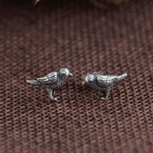 FNJ Bird Earrings 925 Silver New Fine 100% Pure S925 Sterling Silver Stud Earring for Women Jewelry Vintage