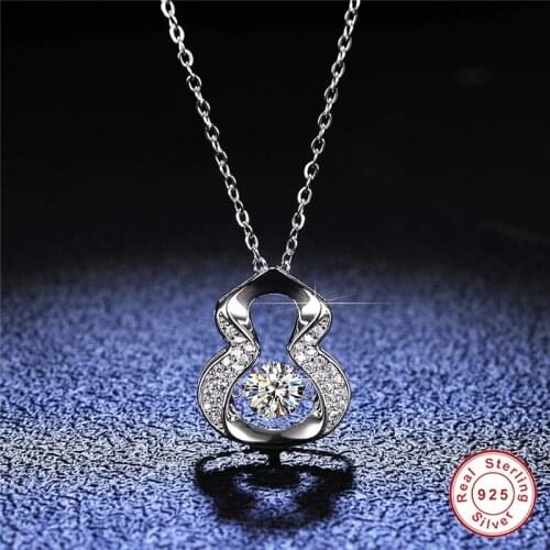 Geoki Luxury Passed Diamond Test Perfect Cut 0.5 ct D Color VVS1 Moissanite Gourd Pendant Necklace 925 Sterling Silver Chain