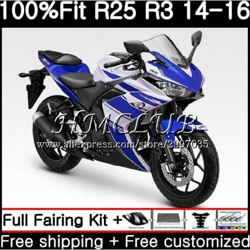 Injection For YAMAHA YZF-R3 YZFR25 Blue white 2014 2015 2016 2017 10HC18 YZF-R25 YZF R3 R25 R 25 YZFR3 14 15 16 17 Fairing kit