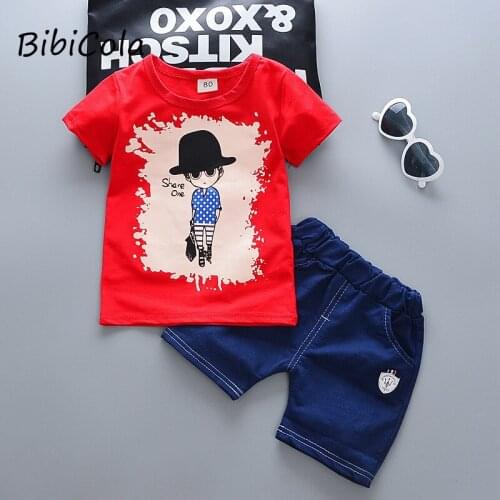 Summer Baby Boy Clothes Set Printed Short Sleeve Tops Shorts Set Newborn Clothes 1-4 Newborn Children Set