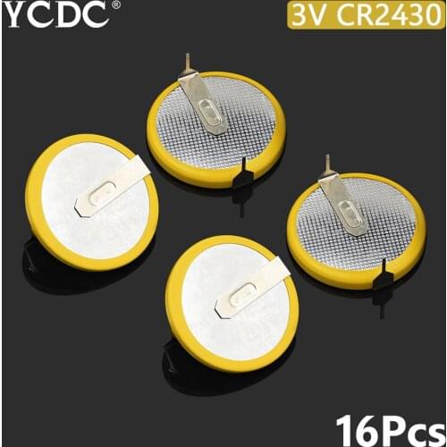 16Pcs CR2430 CR 2430 Lithium Button Cell Battery 3V Soldered 2 Pins Coin Batteries For Main Board Toy Electronic Scale