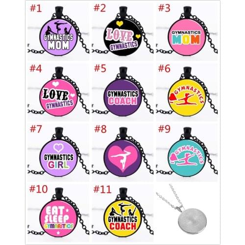 Fashion Classic Dancer Girl Pendant Round Glass Necklace I Love Dancing Statement Necklace Gymnastic Dance Teacher Gift