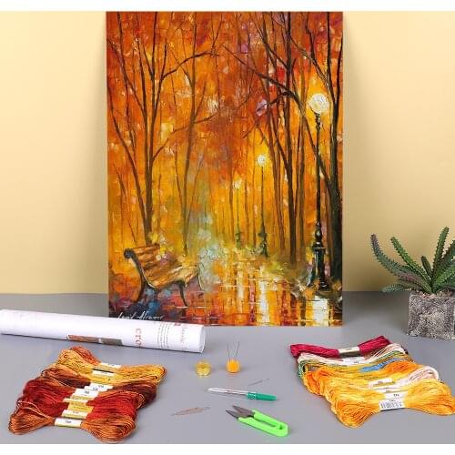 Reasons Autumn Printed Fabric 11CT Cross Stitch Complete Kit DIY Embroidery DMC Threads Painting work Handmade Hobby Mulina