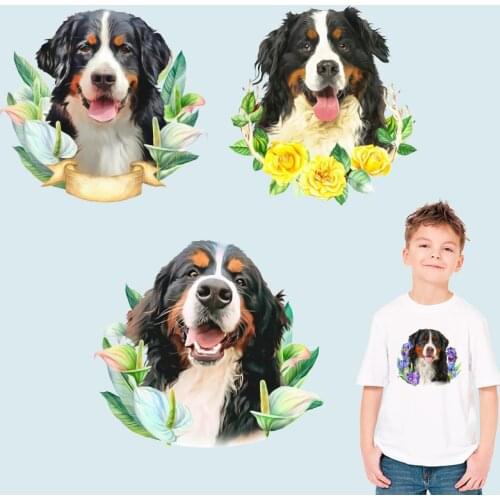 Animals stickers patches dog flowers Heat Transfer PVC Patch Thermal transfer printing Vinyl Sticker For Clothes