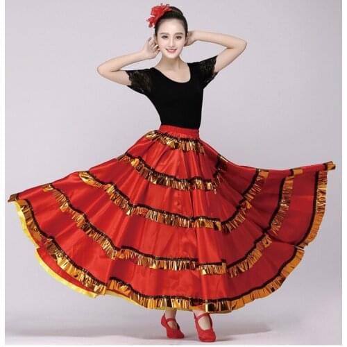 Lady New Dancing Skirt Female Opening Dance Costume Spanish Bullfight Skirt Belly Dance Skirts Rumba Samba Dance Suit D-0731