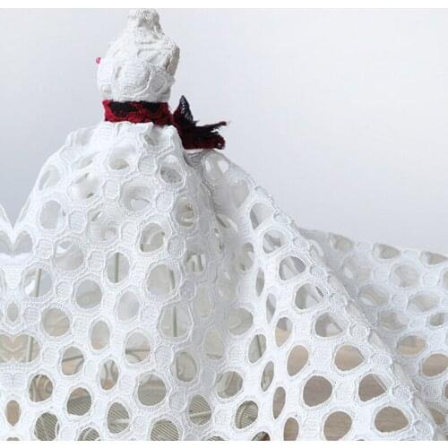 New style Round Hollow black&white polyester African lace fabric High-end Embroidered Lace Cloth For Wedding Dress