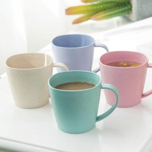 Nordic Style Plastic Tea Cup Coffee Tea Milk Drink Cup Eco-friendly Wheat Straw Cup Toothbrush Cup Bathroom 201ml-300ml