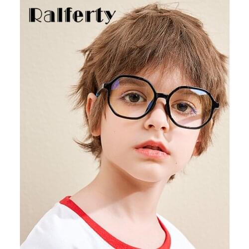 Ralferty Polygon Kids Anti Blue Light Glasses Computer Online Classes Frame For Myopia Prescription Optic Clear Lenses Zero