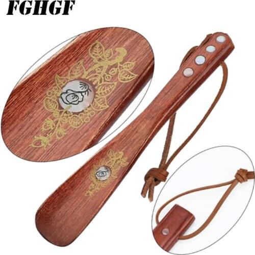 Stats Solid wood extra long extension handle shoe puller shoe lifter shoe roller shoe pump Real cowhide rope