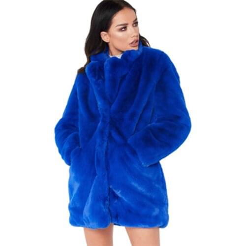 Autumn 2020 Fashion Loose Faux Fur Coat Women Casual Long Sleeve Thick Warm Jackets Red Black White Fur Coats Clothes Outerwears