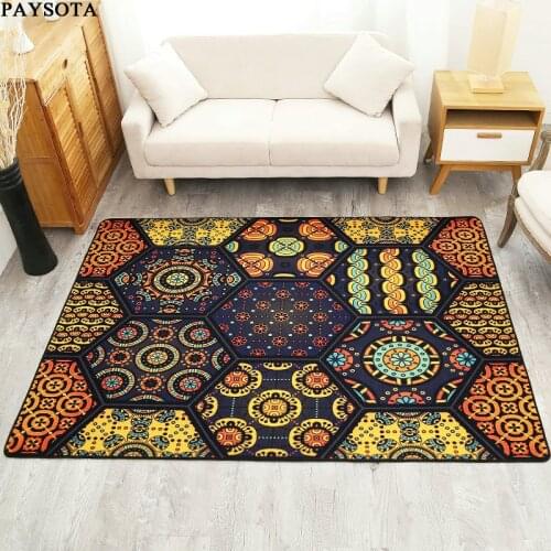 PAYSOTA Stylish Modern Geometric Ethnic Style Carpet Living Room Rug Coffee Table Sofa Bedroom Bedside Short Mat