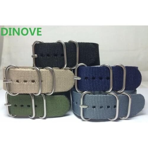 DINOVE New Arrival Heavy Duty Watchband Military Quality Nylon 5 Ring ZULU NATO G10 Watch Strap 18mm 20mm 22mm Multiple color