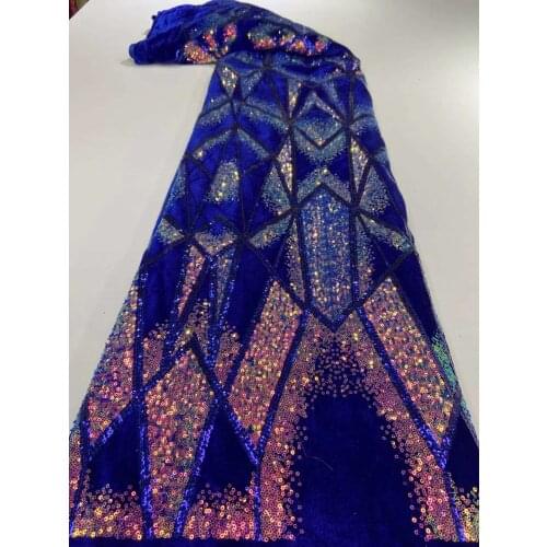 High Quality Lace Fabric Velvet Stacked Colorful Sequins Tulle Embroidery Sewing Design Party Dress Fashion Skirt 5 Yards