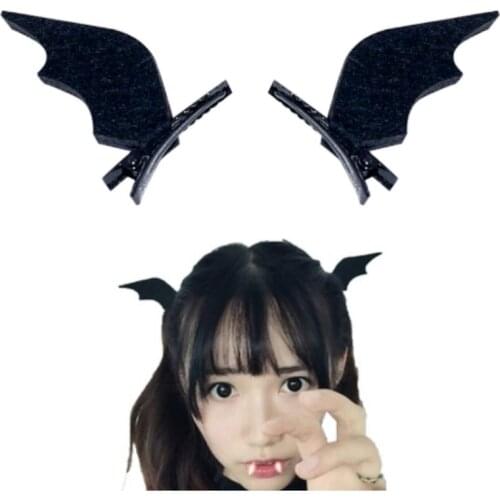 2 PCS Halloween Stereo Devil Hairpin Headband Cosplay Party Costume Headdress Accessories Demon Bat Ear Hairpin Hairpin